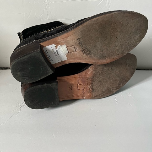 Coral Blue Herringbone Anthropologie velvet  black sequin ankle zip boot - Picture 5 of 6